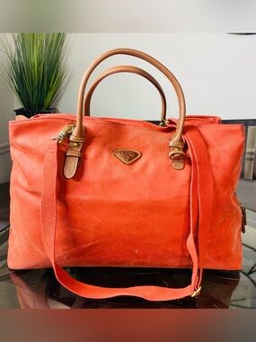 Jump Paris Uppsala Soft Bag Travel Tote 3 Compartments Orange Terracotta Leather